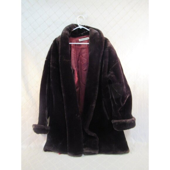 Donnybrook Faux Fur Brown Coat Small Vintage Teddy Bear Swing Coat Warm Plush - Picture 2 of 8